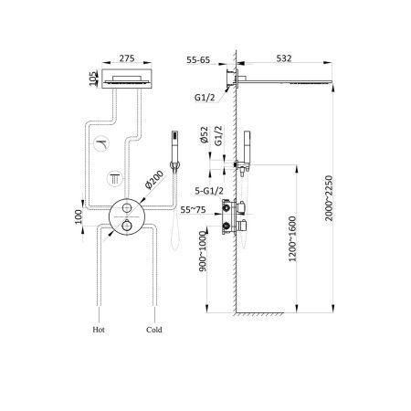 Душевая система Vincea VSFW-104TCH встраиваемая в стену цвет хром с термостатом
