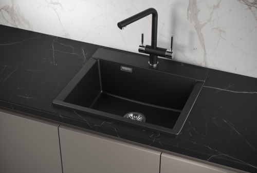 Кухонная мойка Granula 5804, ТУРМАЛИН 58х50 цвет черный поверхность матовая