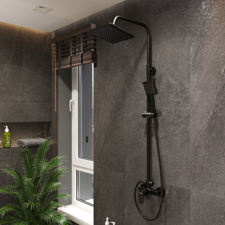 Душевая стойка Bond Cube B01-8488 настенная цвет черный матовый