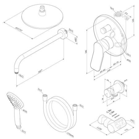 Душевая система Am.Pm X-Joy FB85A1RH02 настенная