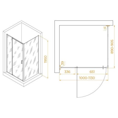 Душевой уголок RGW Passage 350807809-14 100х90 стекло прозрачное профиль черный без поддона