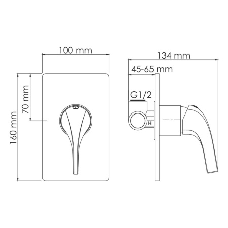 Смеситель для душа WasserKRAFT Sauer 7100 7151 встраиваемый золото