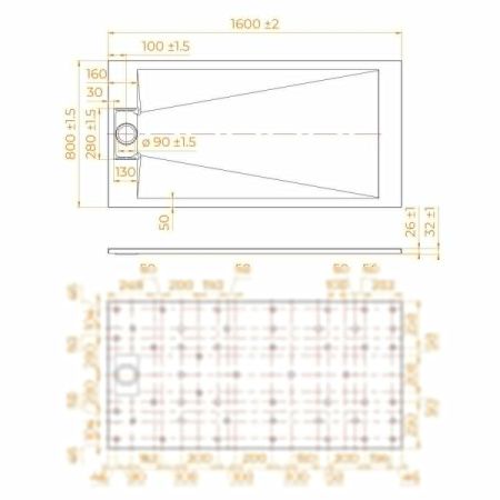 Душевой поддон из стеклопластика RGW SMC 553702816-01 160х80 белый
