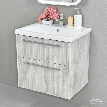 Тумба с раковиной Alavann Emma ALV1166000 60х50 подвесная цвет серый