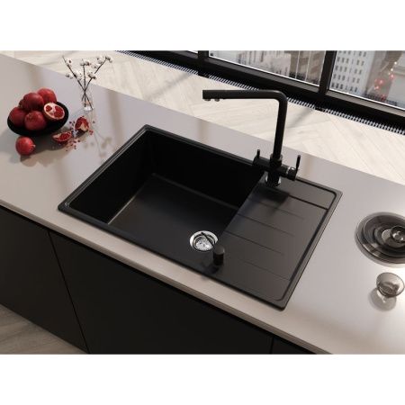 Кухонная мойка Grandex Aqua 600214 75х50 цвет черный поверхность матовая