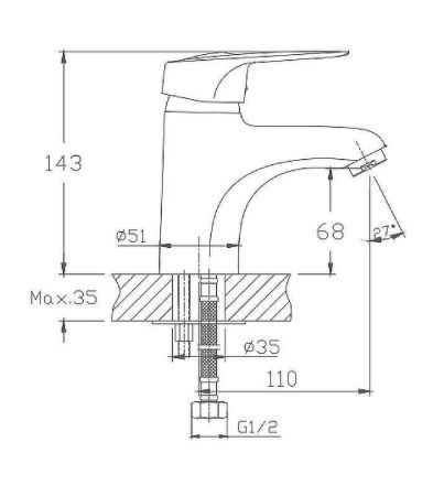 Смеситель Haiba HB04 HB1004 на раковину хром