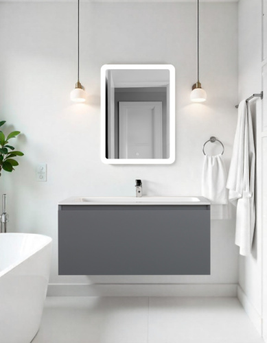 Тумба под раковину Art&Max Latina AM-Latina-1000-1C-SO-GM 101х46х44 подвесная цвет серый - фото 2