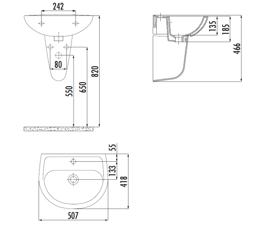 Раковина из сантехнического фарфора Creavit Oval TP150-00CB00E-0000 51х42 подвесная цвет белый - фото 2