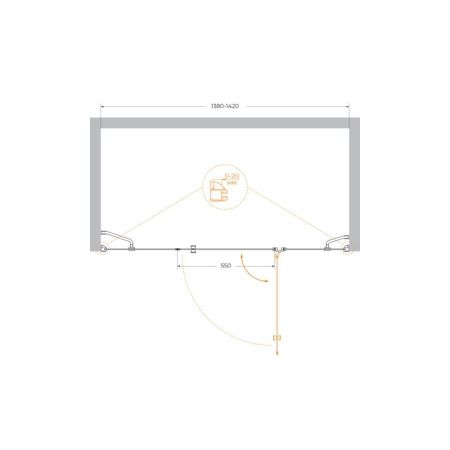 Душевая дверь Cezares VERONA VERONA-W-B-13-40+60/40-C-Cr 140х195 стекло прозрачное профиль хром