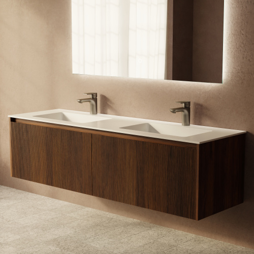 Тумба с раковиной ArtDecco Camilla (Камилла) ACM15W22D200 150x45x40 подвесная цвет черный орех - фото 5