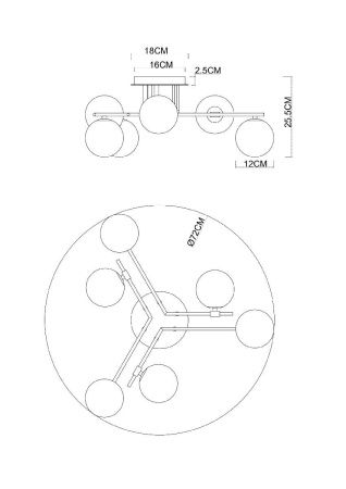 Люстра потолочная Arte Lamp Gemini (Гемини) A2243PL-6BK