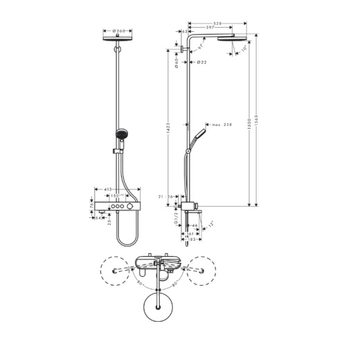 Душевая стойка Hansgrohe Pulsify 24230000 настенная хром - фото 2