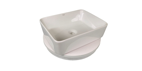 Раковина из сантехнического фарфора Sintesi SIN-LVB-APP-401 48х37 накладная цвет белый - фото 4