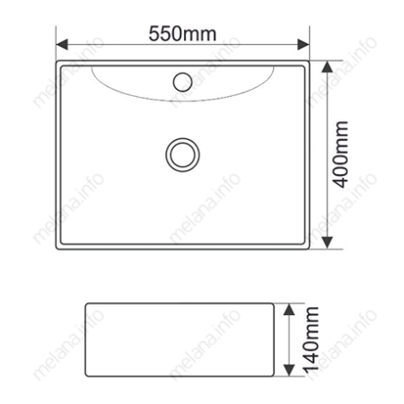 Раковина из сантехнического фарфора Melana 7819-805 60х40 накладная цвет белый 1 отверстие под смеситель