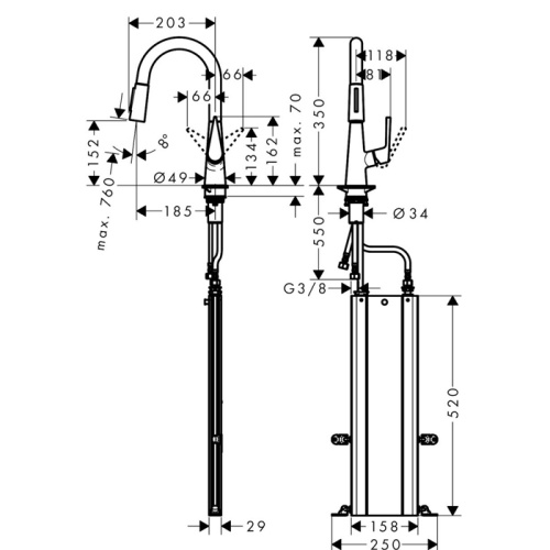 Смеситель для кухни Hansgrohe Kitchen 73850800 на мойку серый - фото 2