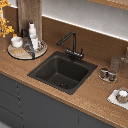 Смеситель для кухни Reflexion Lago RX9903BL на мойку вороненая сталь