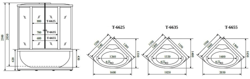 Душевой бокс Timo Standart T-6635SF 130х130 асимметричная с крышей - фото 2