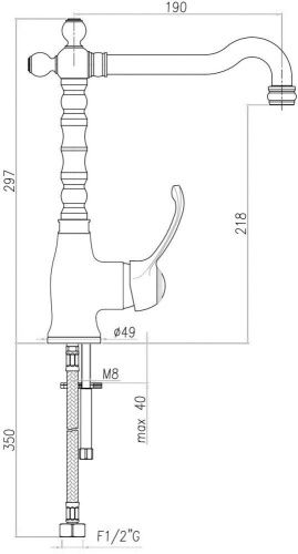 Смеситель Webert Aurora AU831802010 на раковину золото - фото 3
