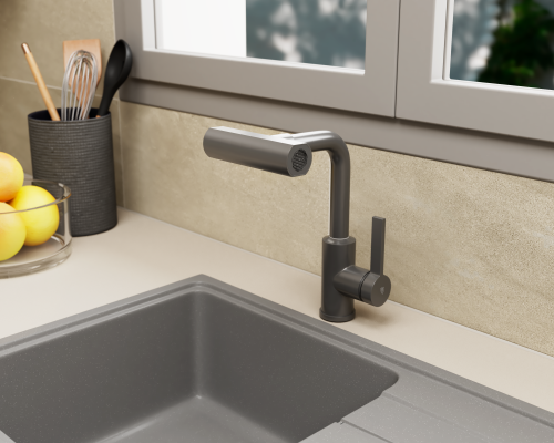 Смеситель для кухни Rush Tinos TI3732-17Grey на столешницу графит - фото 3