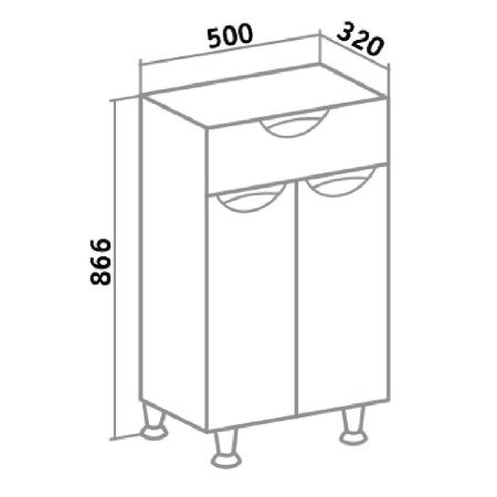 Шкаф-пенал RUNO ЭКОНОМ УТ000002342 50х32х87 напольный цвет белый