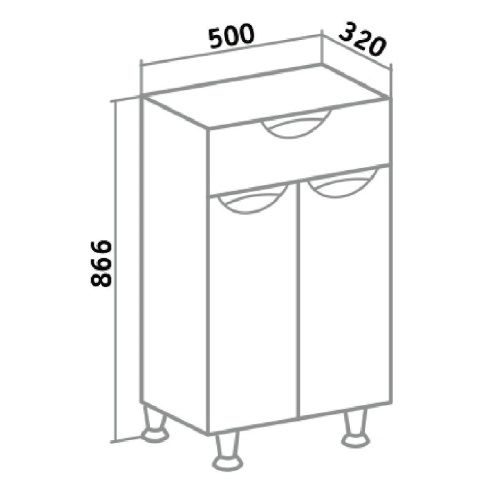 Шкаф-пенал RUNO ЭКОНОМ УТ000002342 50х32х87 напольный цвет белый - фото 4