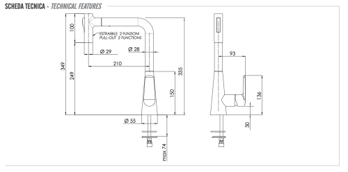 Смеситель для кухни Remer Vanity V81M на мойку/столешницу хром - фото 2