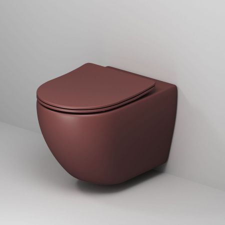 Унитаз подвесной Grossman Color GR-4411VIMS бордовый с сиденьем безободковый каскадный смыв