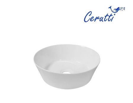Раковина из сантехнического фарфора Cerutti SPA CR3301MWM2 40х40 накладная цвет белый без отверстий под смеситель