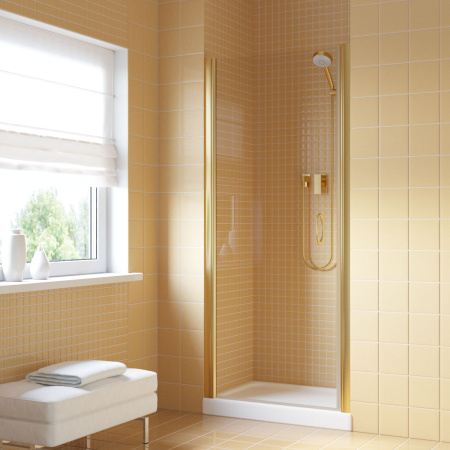 Душевая дверь Vegas-Glass EP LUX EP LUX 85 9 1 L 85х200 стекло прозрачное профиль золото глянцевое