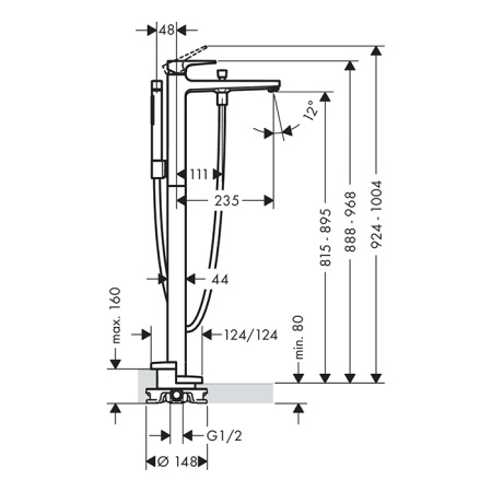 Смеситель для ванны и душа Hansgrohe Metropol 32532670 напольный черный