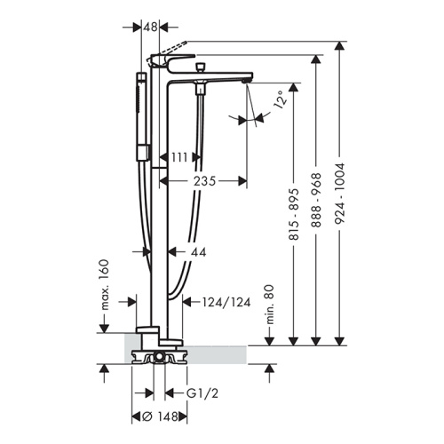 Смеситель для ванны и душа Hansgrohe Metropol 32532670 напольный черный - фото 2