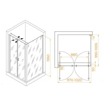 Душевой уголок RGW Passage 060813400-014 100х100 стекло прозрачное профиль черный без поддона
