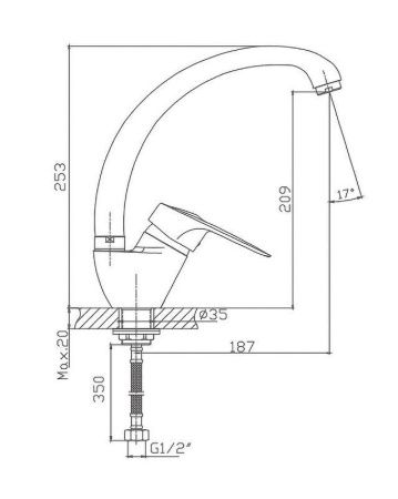 Смеситель для кухни Cron CN4104-2 на мойку хром