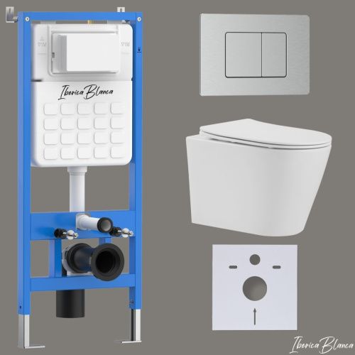 Комплект унитаз с инталляцией и клавишей смыва Iberica Blanca BURGOS ALTO IB001.BRA.234.1132 - фото 2