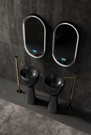 Раковина карбоновая Abber KARBON AK2003 50х50 напольная цвет черный без отверстий под смеситель