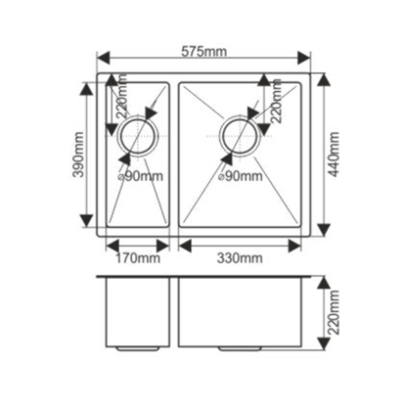 Кухонная мойка Melana ProfLine H57544 сатин 58х44 цвет сатин поверхность матовая