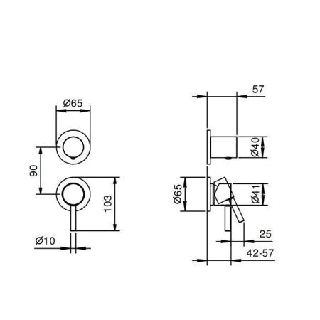 Смеситель для душа Fantini Nostromo 50 02 G481B встраиваемый в стену хром
