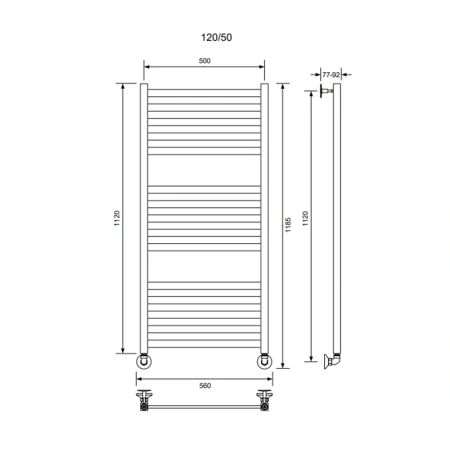 Полотенцесушитель Veconi Vero-B V12050GR-B 50х120 водяной графит