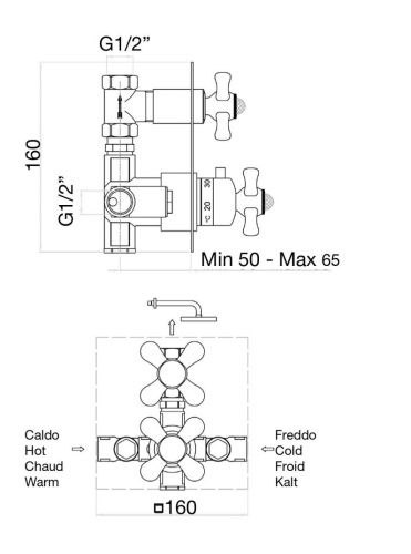 Смеситель для ванны и душа Fiore 01OO0936 встраиваемый в стену золото с термостатом - фото 3