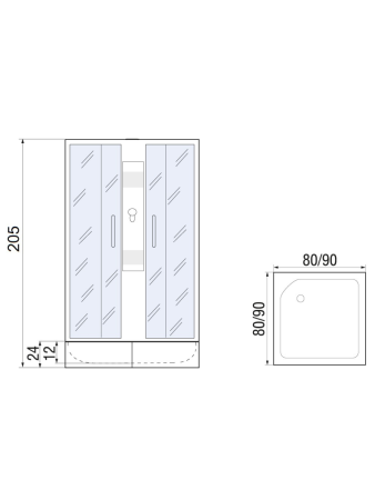 Душевая кабина River QUADRO 10000001453 90х90 квадратная без крыши ориентация универсальная