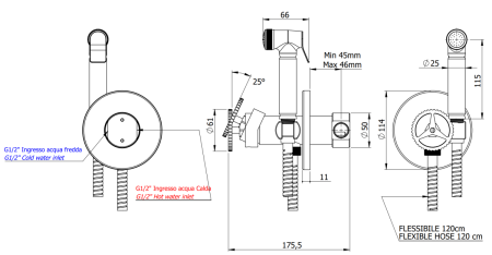 Гигиенический душ со смесителем Remer CH65W хром