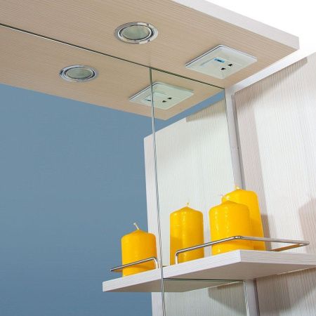 Зеркало-шкаф Бриклаер Бали 4627125412035 90х100 подвесной цвет белый/бежевый