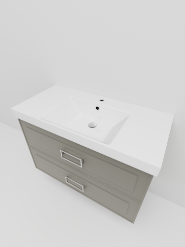 Тумба с раковиной La Fenice Cubo TWIN NFNC-01-CUB-C-100-2-1-100 101х62х49 подвесная цвет бежевый - фото 2