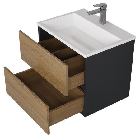 Тумба с раковиной Uperwood Barsa 2930205645 60х50 цвет коричневый/черный