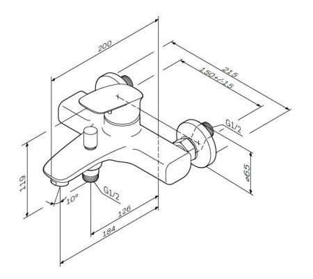 Смеситель для ванны и душа Am.Pm Spirit V2.1 F71A10000 настенный хром