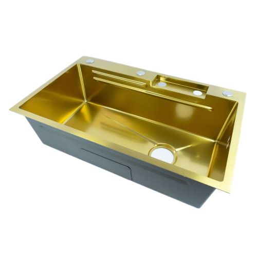 Кухонная мойка Fmark FSC003C 75х46 цвет золото поверхность матовая - фото 3