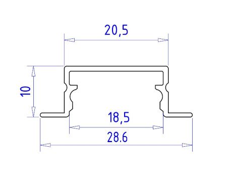 Алюминиевый встраиваемый профиль Ambrella Light Alum Profile (Алум Профиле) GP1200AL