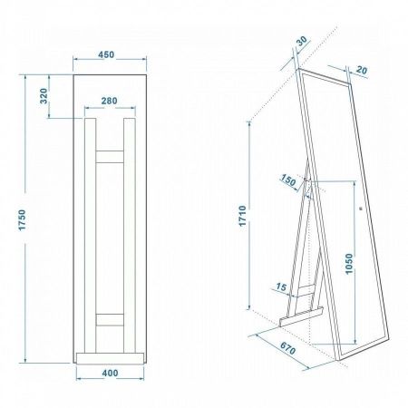Зеркало с подсветкой Maretti Umbria UM1445175P18EL 50х180 напольное