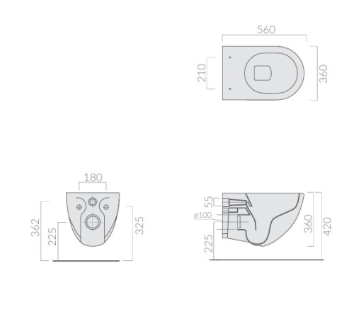 Чаша унитаза подвесная Galassia Dream 7317SA цвет бежевый матовый без сиденья безободковая каскадный смыв - фото 3
