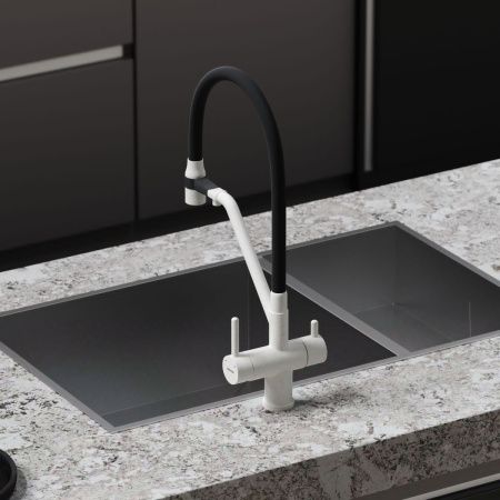 Смеситель для кухни Sancos Dora SC4003GR на мойку белый/черный